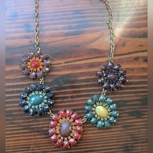Multicolor Statement Medallion Necklace – Bold Fall Florals